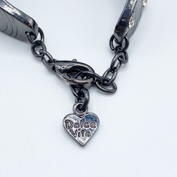 Dolce Vita Panel Bracelet Rare Rhinestone Piece 80s 90s French Designer 6.5-7.75 - Picture 6 of 10